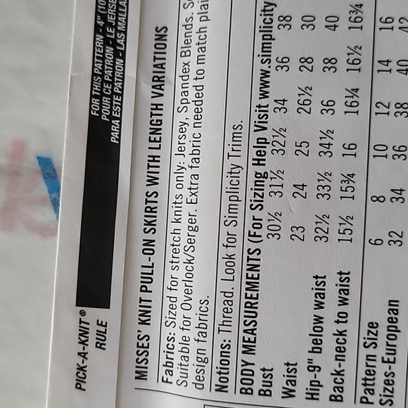 Simplicity Misses knit pull on skirts with length variations 1201 Uncut - Picture 4 of 6